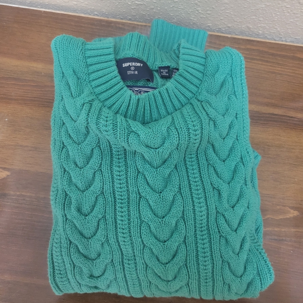 Superdry Cable Knit Sweater - Emerald Green